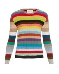 Gucci | Multicolor Rainbow-stripes Cashmere And Wool-blend Cardigan | Lyst