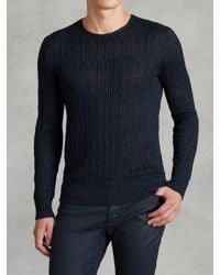 John Varvatos | Blue Linen Crewneck Sweater for Men | Lyst
