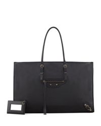 Lyst Balenciaga Papier Office Zip Leather Tote Bag Black In Women S Papier Office Zip Leather Tote Bag Black