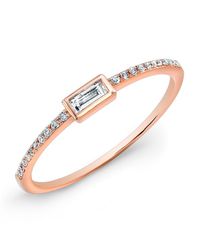 Anne Sisteron - Pink 14kt Rose Gold Diamond Baguette Ring - Lyst