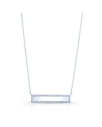 Anne Sisteron - 14kt White Gold Diamond Rimmed Bar Necklace - Lyst