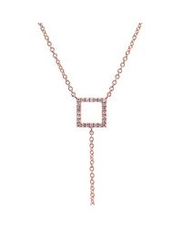 Anne Sisteron | Pink 14kt Rose Gold Open Square Diamond Lariat Necklace | Lyst