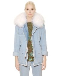 Mr & Mrs Italy | Blue Cotton Denim Parka W/ Murmansky Fur | Lyst