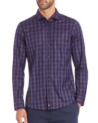 Strellson | Purple Check Cotton Sportshirt for Men | Lyst