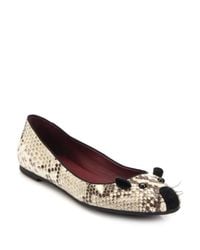Marc By Marc Jacobs | Natural Snake-embossed Leather Mouse Ballet Flats | Lyst
