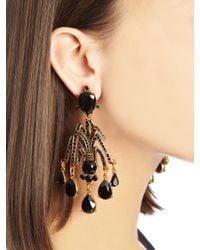 Oscar de la Renta | Black Swarovski Crystal Pavé Drop Earrings | Lyst