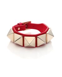 Valentino | Metallic Rockstud Large Leather Bracelet | Lyst