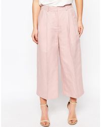 Lyst - Asos Premium Linen Suit Culottes in Pink