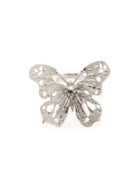 Alexander McQueen | Metallic Butterfly Skull Ring | Lyst