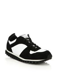 Comme des Garçons | Black Spalwart Suede & Cotton Sneakers | Lyst