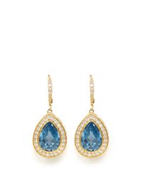 CZ by Kenneth Jay Lane | Blue 'pego' Cubic Zirconia Pavé Teardrop Earrings | Lyst