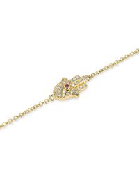 Anne Sisteron - Metallic 14kt Yellow Gold Diamond Hamsa Bracelet - Lyst