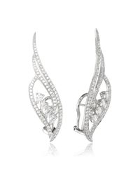 AS29 | Metallic Flow Small Four-line Earrings With Pear Shaped Diamonds | Lyst