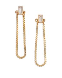 Elizabeth and James | Metallic Stella White Sapphire Chain Drop Earrings | Lyst