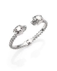 Alexander McQueen | Metallic Twin Skull Studded Cuff Bracelet/Silvertone | Lyst