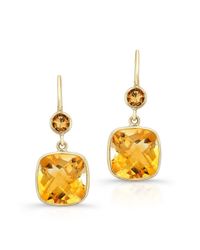 Anne Sisteron - 14kt Yellow Gold Citrine Cushion Cut Earrings - Lyst