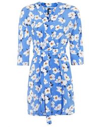 Lyst - Topshop Takashi Floral Print Silk Wrap Dress By Boutique in Blue