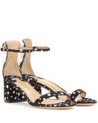 Ferragamo - Black Connie Embellished Suede Sandals - Lyst