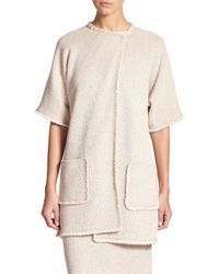 St. John | Natural Eyelash-fringed Knit Jacket | Lyst