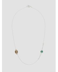 Helena Rohner - Stone Disc & Brass Rhombus Necklace Green & Silver - Lyst