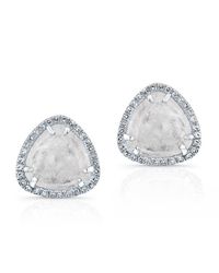 Anne Sisteron | Multicolor 14kt White Gold Diamond Moonstone Stud Earrings | Lyst