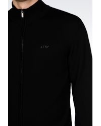 Armani Jeans | Black Full Zip Cardigan In Virgin Wool for Men | Lyst