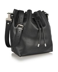 Proenza schouler Bucket Medium Textured-Leather Shoulder Bag in Black ...