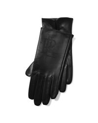 Ralph Lauren | Black Perforated Leather Gloves | Lyst