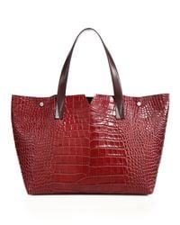 Vince | Purple Croc-Embossed Leather Tote | Lyst