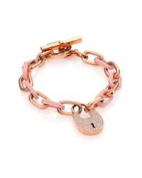 Michael Kors | Pink Heritage Padlock Link Charm Bracelet | Lyst
