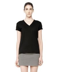 Alexander Wang | Black Cotton V-neck Tee | Lyst