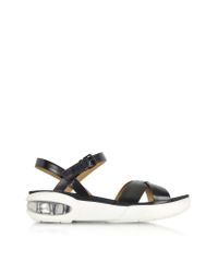 Marc By Marc Jacobs - Teck Vacchetta Black Leather Sandal Flat - Lyst