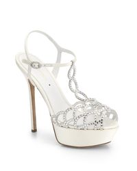 Sergio Rossi | White Vague Swarovski Crystal T-strap Sandals | Lyst