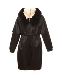 Moschino | Black Parka With Fur Hood | Lyst