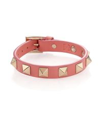 Valentino | Pink Rockstud Small Leather Bracelet | Lyst