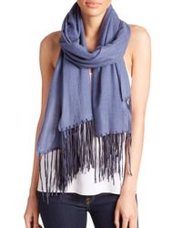 Tilo | Blue Cashmere & Silk-Blend Fringed Scarf | Lyst