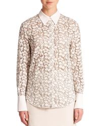 3.1 Phillip Lim | White Silk-trim Lace Shirt | Lyst
