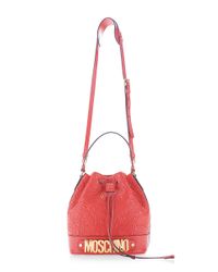 Moschino | Quilted Letters Bucket Bag In Red | Lyst