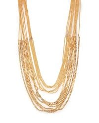 ABS By Allen Schwartz | Metallic Beaded Long Multi-row Chain Necklace | Lyst