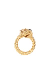 Alexander McQueen | Metallic Horn Skull Contrarie Ring | Lyst