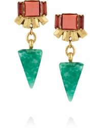 Elizabeth Cole Metallic Goldplated Crystal and Stone Earrings