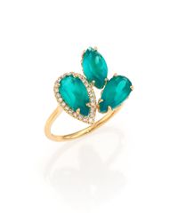 KALAN by Suzanne Kalan | Soleil Green Onyx, Diamond & 14k Yellow Gold Cluster Ring | Lyst