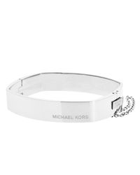 Michael Kors | Silver Etched Logo Hinge Cuff | Lyst