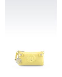 Armani Jeans | Yellow Baguette Bag In Patent Faux Leather With Pendant | Lyst