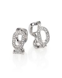 Michael Kors | Metallic Cityscape Chains Frozen Silvertone Hoop Earrings/0.75 | Lyst