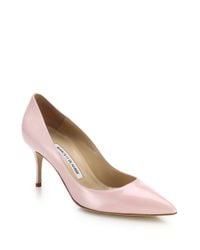Manolo Blahnik | Pink Scoop Patent Leather Pumps | Lyst