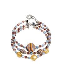 Antica Murrina - Millerighe - Pastel Multicolor Murano Glass W/stripes And Gold Leaf Bracelet - Lyst