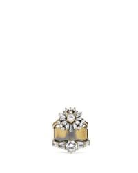 Iosselliani | Metallic Floral Stud Zircon Stacked Ring | Lyst