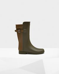 HUNTER - Green Women's Original Short Refined Back Strap Wellington Boots - Lyst