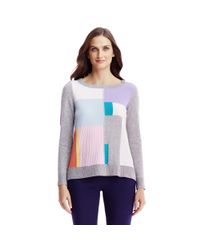 Diane von Furstenberg | Gray Dvf Zandra Patchwork Cashmere Knit | Lyst